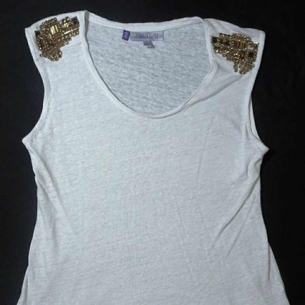 JLO Jennifer Lopez White Bebronzed Tank Top Small